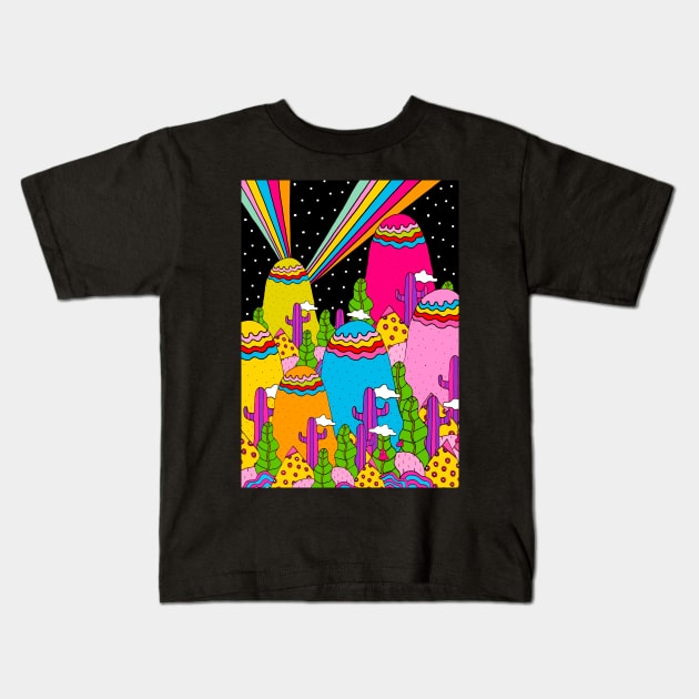 Night Sky Rainbow Kids T-Shirt by saif